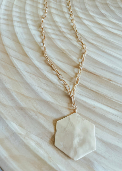 Matte Gold Hexagon Layering Necklace