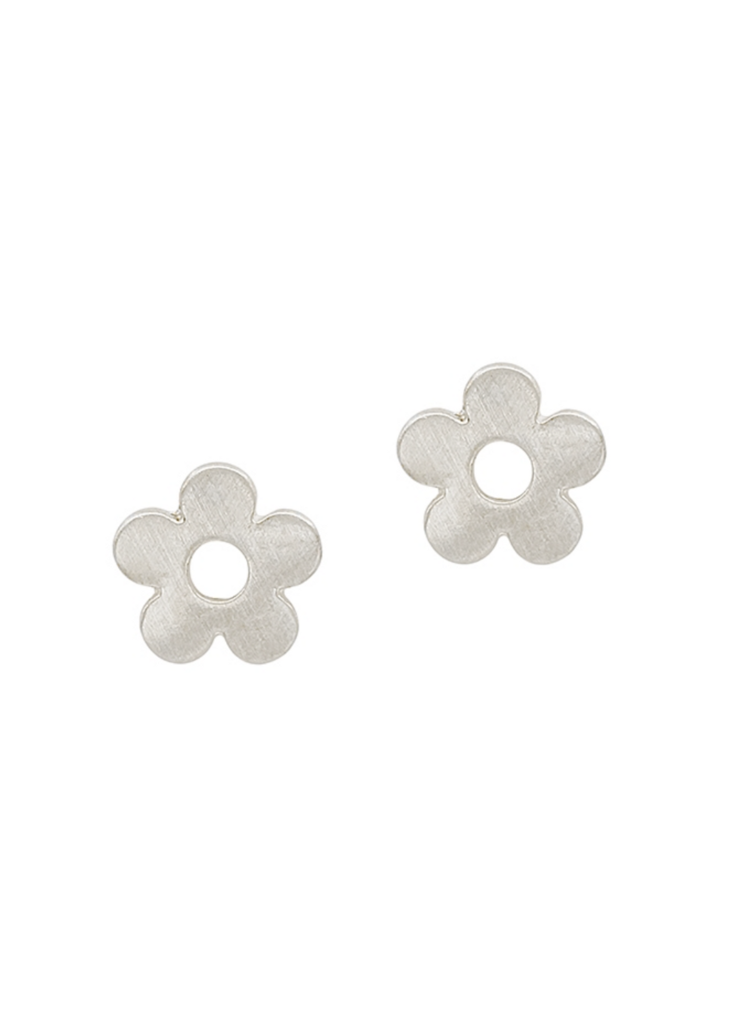 Matte Silver Flower Stud Earrings