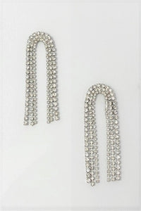 Silver Rhinestone Chain Arch Earrings