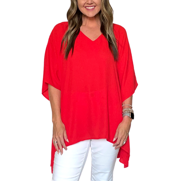 Red Solid Tunic Top